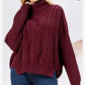 MAROON AMAZON TURTLENECK SWEATER